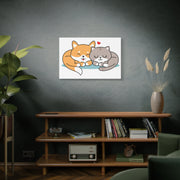 Adorable Cat and Dog Canvas Art - Cute Pet Lovers Wall Decor