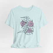 Botanical Snake Unisex Jersey Tee - Stylish Short Sleeve T-Shirt with Floral Design