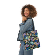 Blooming Floral Canvas Tote Bag with 5-Color Straps
