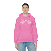 Pink Dragonfly Unisex Heavy Blend Hooded Sweatshirt – Cozy & Stylish Hoodie for Nature Lovers