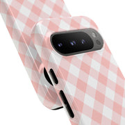 Chic Pink Gingham Google Pixel Phone Case for Tough Protection