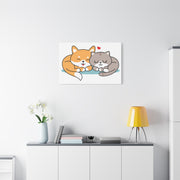 Adorable Cat and Dog Canvas Art - Cute Pet Lovers Wall Decor