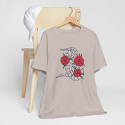 Snake and Roses Unisex Jersey Tee - Stylish Graphic Tee for Nature Lovers