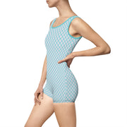 Retro Women's Vintage Swimsuit - Aqua Checkered Design
