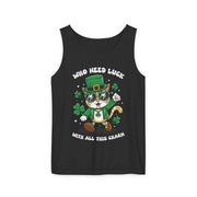 Lucky Cat St. Patrick's Day Tank Top | Unisex Garment-Dyed Summer Apparel