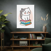 Cute Cat on Books Canvas Print – Whimsical Wall Art for Cat Lovers