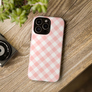 Pink Gingham Tough iPhone Case - Stylish & Durable Protection