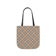 Stylish Plaid Canvas Tote Bag with 5-Color Straps