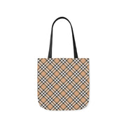 Stylish Plaid Canvas Tote Bag with 5-Color Straps