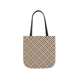 Stylish Plaid Canvas Tote Bag with 5-Color Straps