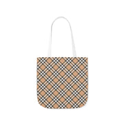 Stylish Plaid Canvas Tote Bag with 5-Color Straps