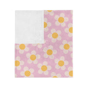 Floral Velveteen Microfiber Blanket - Soft Pink Daisy Pattern for Cozy Comfort