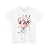 Floral Amour Tee, Romantic T-Shirt, Gift for Her, Cute Casual Wear, Love Shirt, Valentine's Day Gift, Everyday Comfort