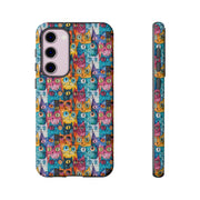 Colorful Cat Pattern Samsung Phone Case - Tough Cases for Cat Lovers