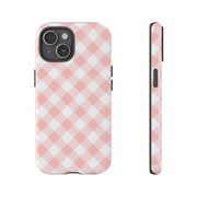 Pink Gingham Tough iPhone Case - Stylish & Durable Protection