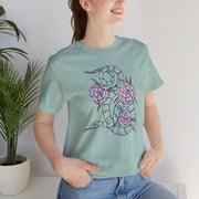 Botanical Snake Unisex Jersey Tee - Stylish Short Sleeve T-Shirt with Floral Design