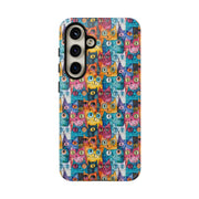 Colorful Cat Pattern Samsung Phone Case - Tough Cases for Cat Lovers