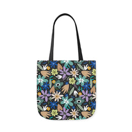 Blooming Floral Canvas Tote Bag with 5-Color Straps