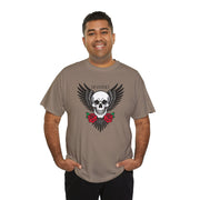 Devil's Wing Skull Unisex Heavy Cotton Tee - Edgy Graphic T-Shirt for Alternative Fashion