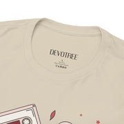 Retro Music Vibe Unisex Heavy Cotton Tee with Cassette and Guitar Design