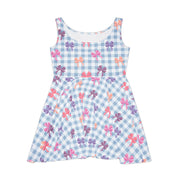 Floral Bow Print Women's Skater Dress - Perfect for Spring & Summer Celebrations