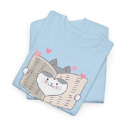 Cute Cat with Newspaper Unisex Heavy Cotton Tee - Fun and Cozy for Cat Lovers