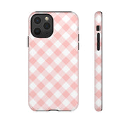 Pink Gingham Tough iPhone Case - Stylish & Durable Protection