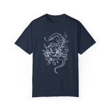 Unisex Snake and Floral Graphic T-Shirt - Edgy Vintage Style Tee