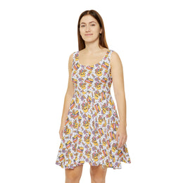 Playful Women's Skater Dress with Fun Prints - Perfect for Casual Outings and Holidays