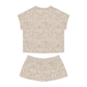 Cozy Zebra Print Women's Short Pajama Set - Perfect for Relaxing Evenings