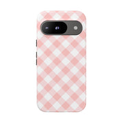 Chic Pink Gingham Google Pixel Phone Case for Tough Protection