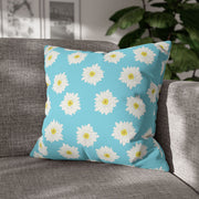 Daisy Print Square Pillowcase - Bright Floral Home Decor