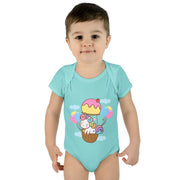 Cute Baby Bodysuit with Ice Cream and Balloons Design