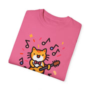 Cute Cat Music T-Shirt - Unisex Garment-Dyed Tee for Animal Lovers