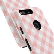 Chic Pink Gingham Google Pixel Phone Case for Tough Protection