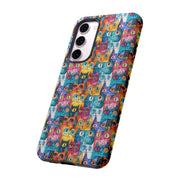 Colorful Cat Pattern Samsung Phone Case - Tough Cases for Cat Lovers