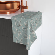 Floral Pattern Hand Towel - Soft Green Blossom Design for Kitchen & Bath