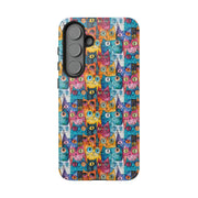 Colorful Cat Pattern Samsung Phone Case - Tough Cases for Cat Lovers