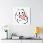 Cute Cat Reading Canvas Art - Perfect for Cat Lovers