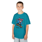 Skateboarding Cat Kids Tee - Fun Heavy Cotton T-Shirt for Young Adventurers