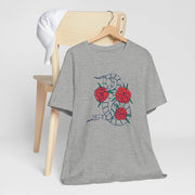 Snake and Roses Unisex Jersey Tee - Stylish Graphic Tee for Nature Lovers