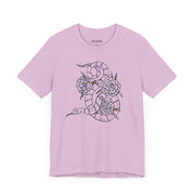 Unisex Short Sleeve Tee with Snake and Floral Design - Trendy Casual Wear