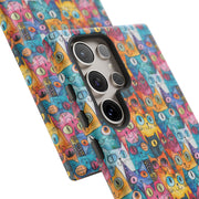 Colorful Cat Pattern Samsung Phone Case - Tough Cases for Cat Lovers