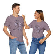 Unisex Short Sleeve Tee with Snake and Floral Design - Trendy Casual Wear