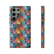 Colorful Cat Pattern Samsung Phone Case - Tough Cases for Cat Lovers