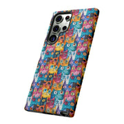 Colorful Cat Pattern Samsung Phone Case - Tough Cases for Cat Lovers