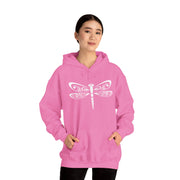 Pink Dragonfly Unisex Heavy Blend Hooded Sweatshirt – Cozy & Stylish Hoodie for Nature Lovers