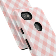 Chic Pink Gingham Google Pixel Phone Case for Tough Protection