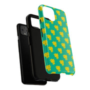 Floral Tough Google Pixel Phone Case - Vibrant Yellow Flowers on Green Background