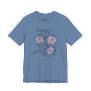 Unisex Short Sleeve Tee with Snake and Floral Design - Trendy Casual Wear